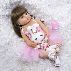 22'' Silicone Body Reborn Baby Doll For Girl Vinyl Newborn Princess Bebe