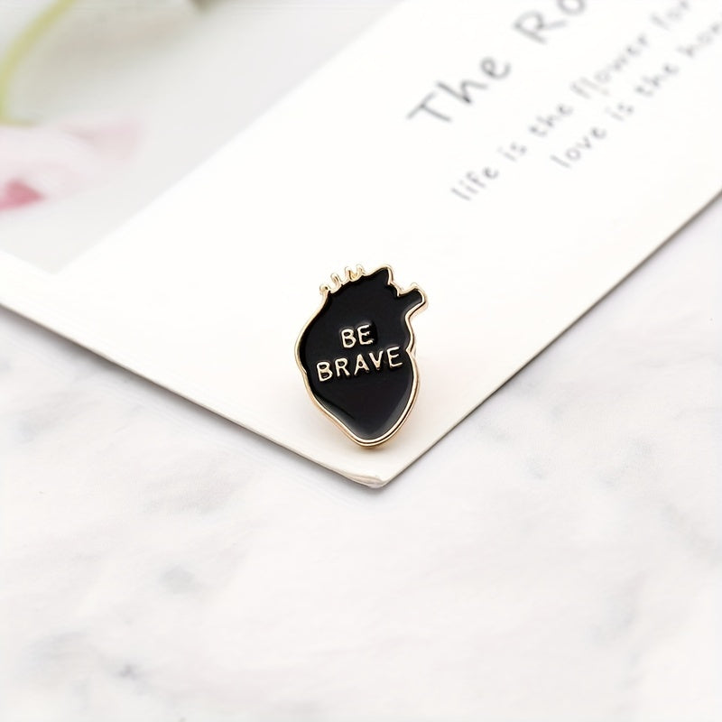 BE BRAVE Heart Brooch Accessories