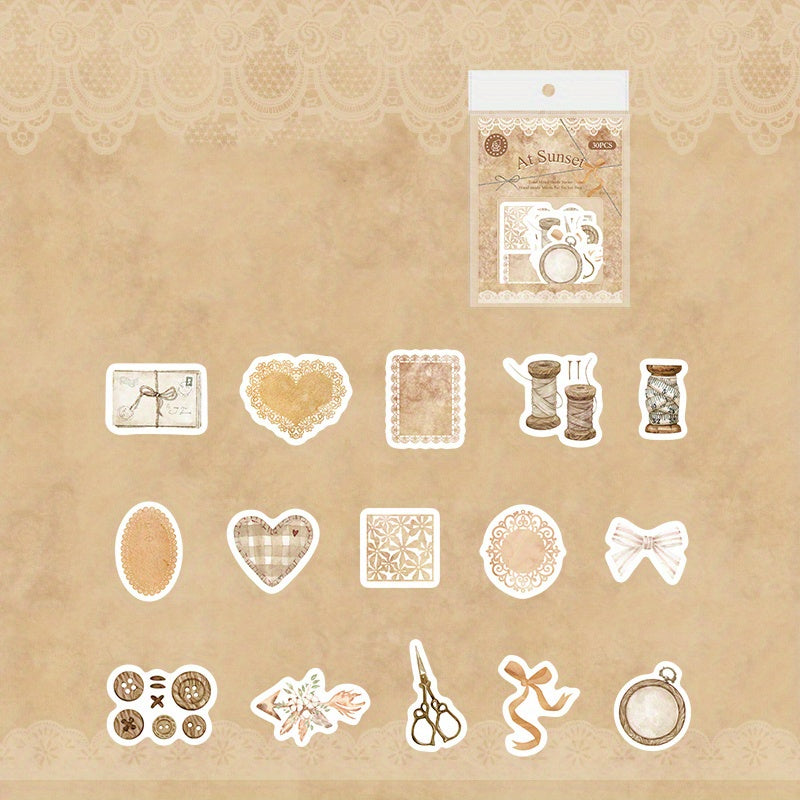 30pcs Plant Flower Scrapbooking Stationery PET Stickers DIY Decorative Materials