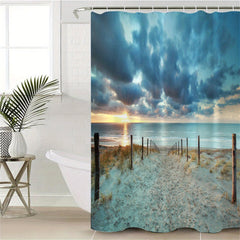 Beach Landscape Shower Curtain Waterproof and Mildew Proof Bathroom Decor