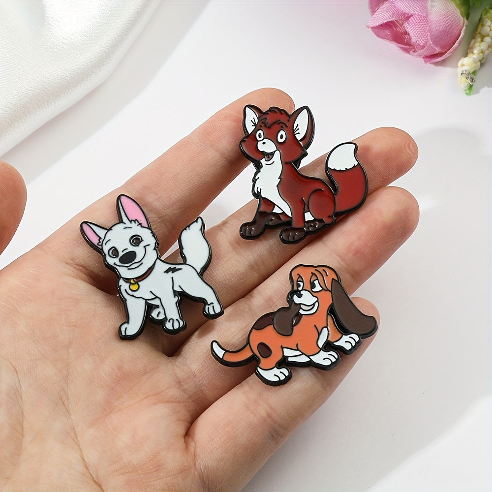 Men's Animal Brooches - Fashionable Dog & Fox Enamel Pins