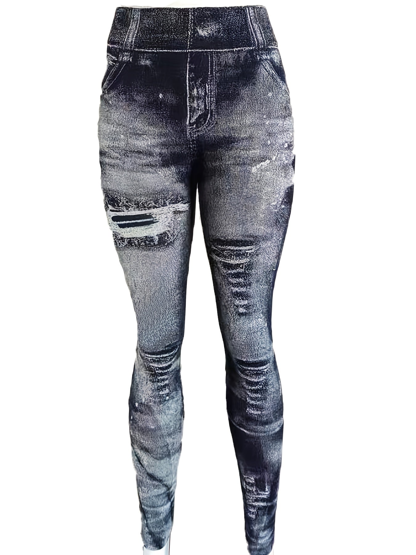  Tie Dye Denim Print Skinny Leggings