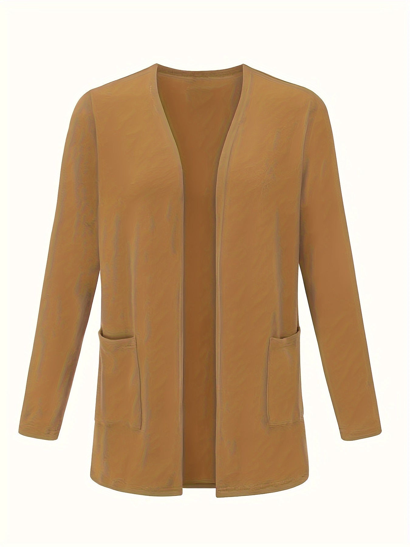  Casual Cardigan Women's Plus Solid Open Front Cardigan With Pockets