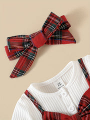 Baby Girls Plaid Dress and Headband Set