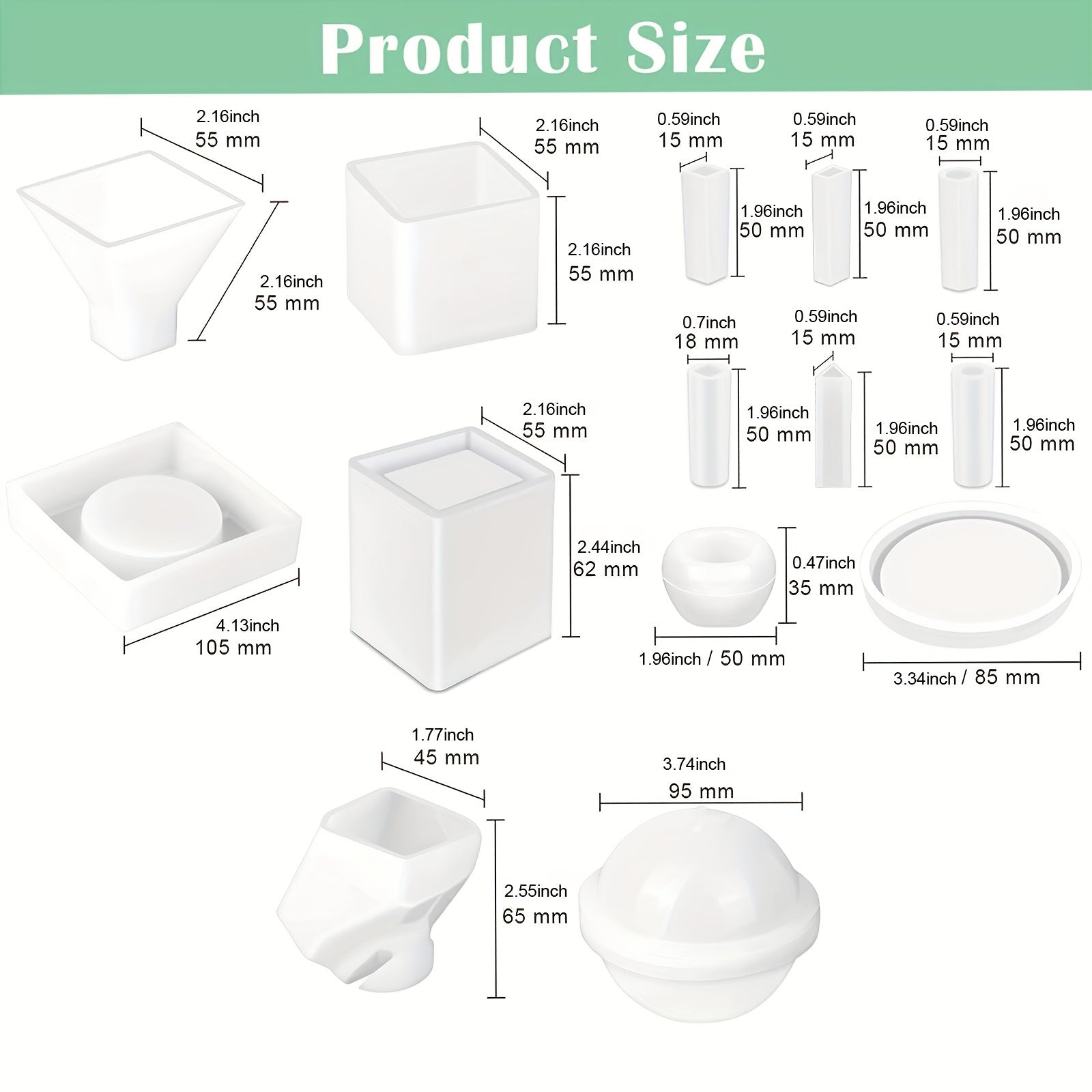 14pcs Silicone Resin Molds Kit for UV Resin Casting