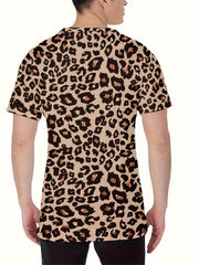 Leopard Print T shirt Men's Street Style Tee Shirt For Summer