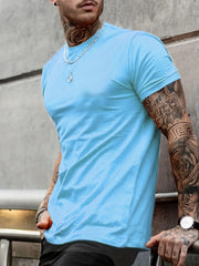 Casual Stretch Short Sleeve Crew Neck Graphic T-shirt for Men