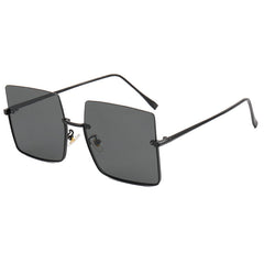 Multicolor Women's Sunglasses Half Rim Square Metal Zip Case
