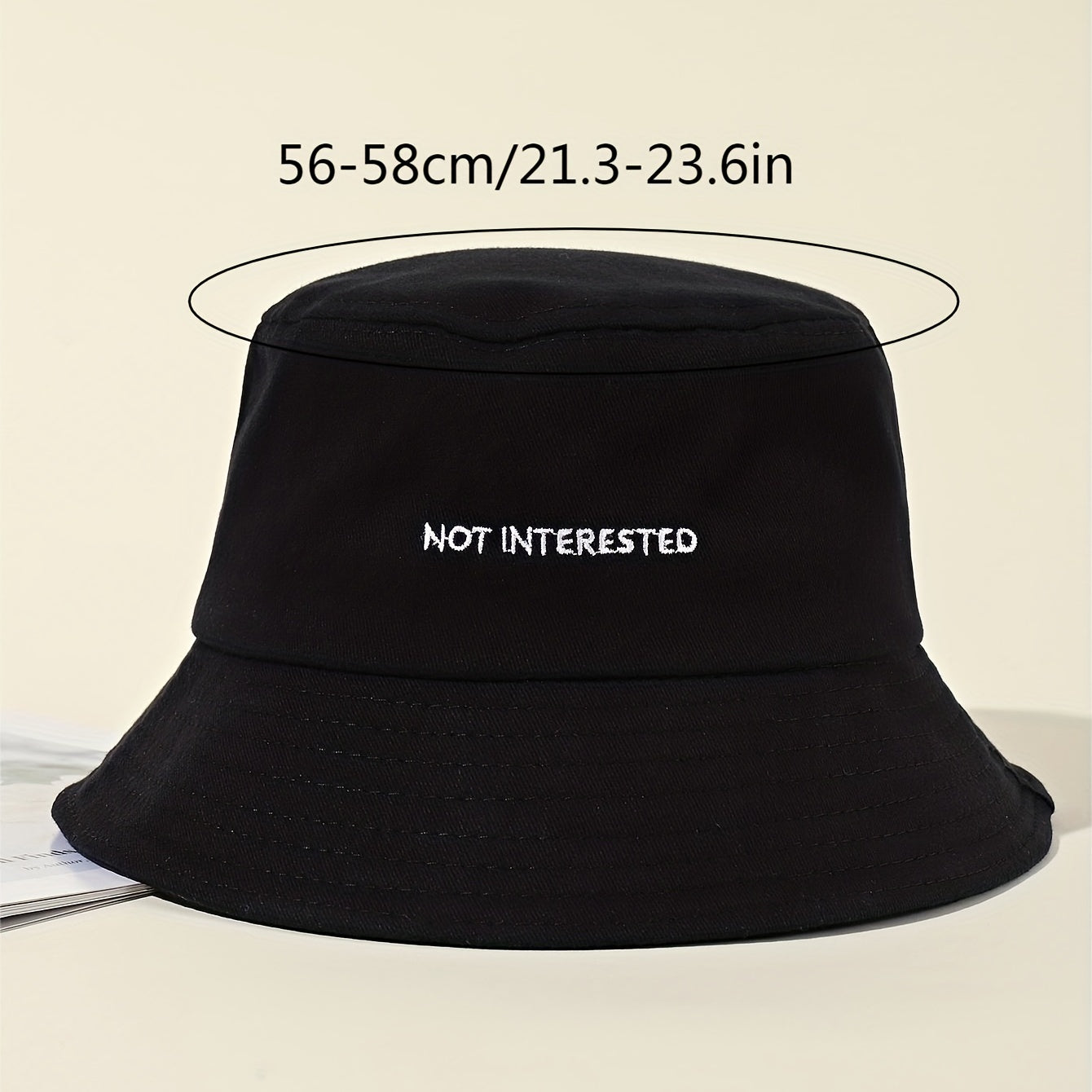 Embroidery Bucket Hat Lightweight Fisherman Cap Solid Sunscreen Travel Beach Hat
