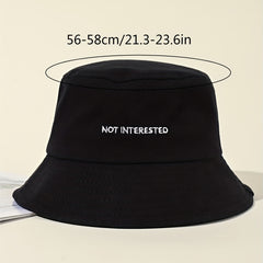 Embroidery Bucket Hat Lightweight Fisherman Cap Solid Sunscreen Travel Beach Hat