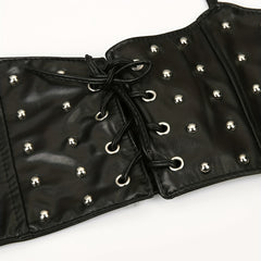 Rivet Lace Up Punk Belt PU Leather Waistband Hip Hop Underbust Gothic Waspie