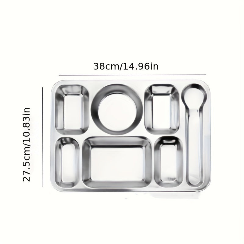 1pc Stainless Steel Dinner Plate for Easy Portion Control