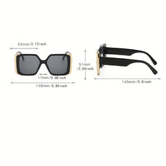 Square Frame Sunglasses Vintage Oversized Flat Top Eyewear UV Blocking