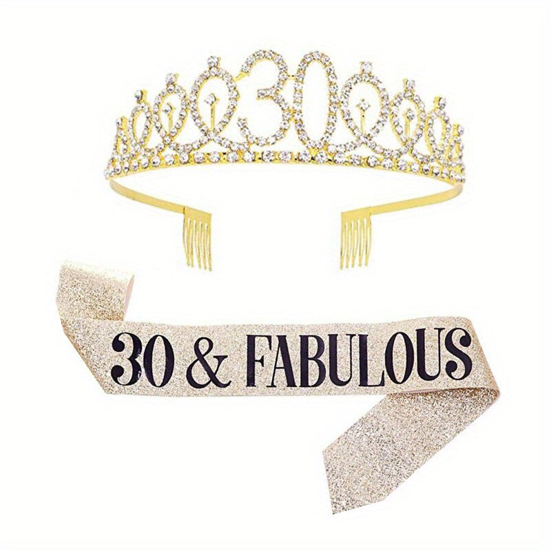 AB Rhinestone Happy Birthday Queen Tiara for Women