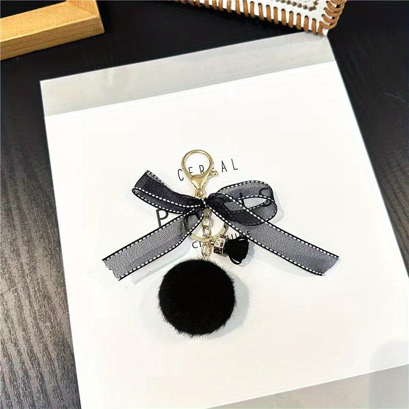 Bow Plush Ball Bag Pendant Key Chain Car Key Chain