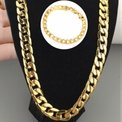Men's 18k Plated Necklace Bracelet Set