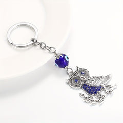 Lucky Evil Eye Owl Keychain Rhinestone Bag Car Key Chain Pendant