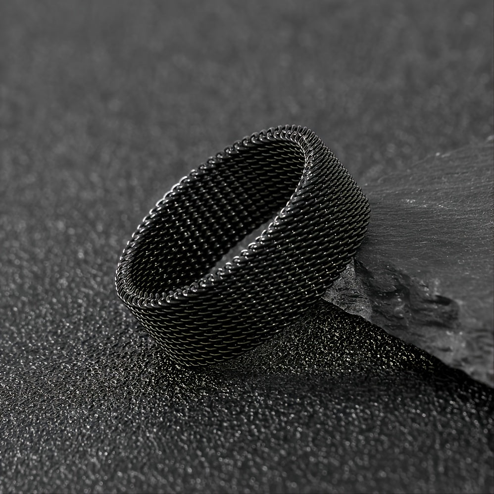 Funky Braided Mesh Texture Stainless Steel Ring