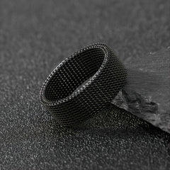 Funky Braided Mesh Texture Stainless Steel Ring