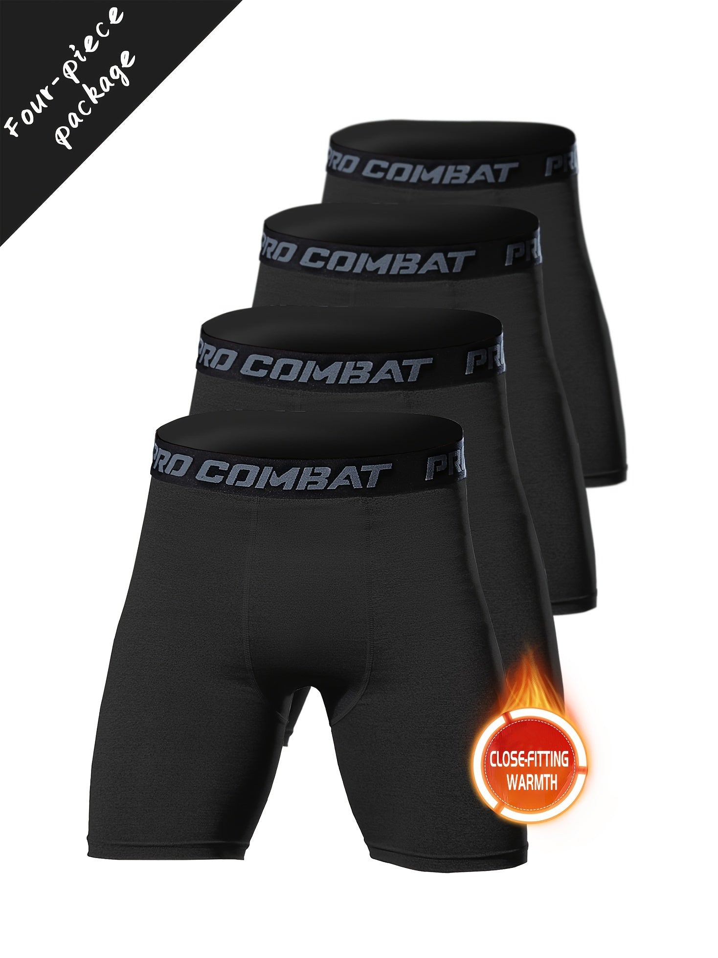 4pcs Men's Compression Sport Boxer Briefs Quick Drying Performance