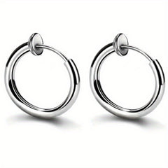 2pcs Stainless Steel Spring Ear Clips Hip Hop Ear Buckle Jewelry
