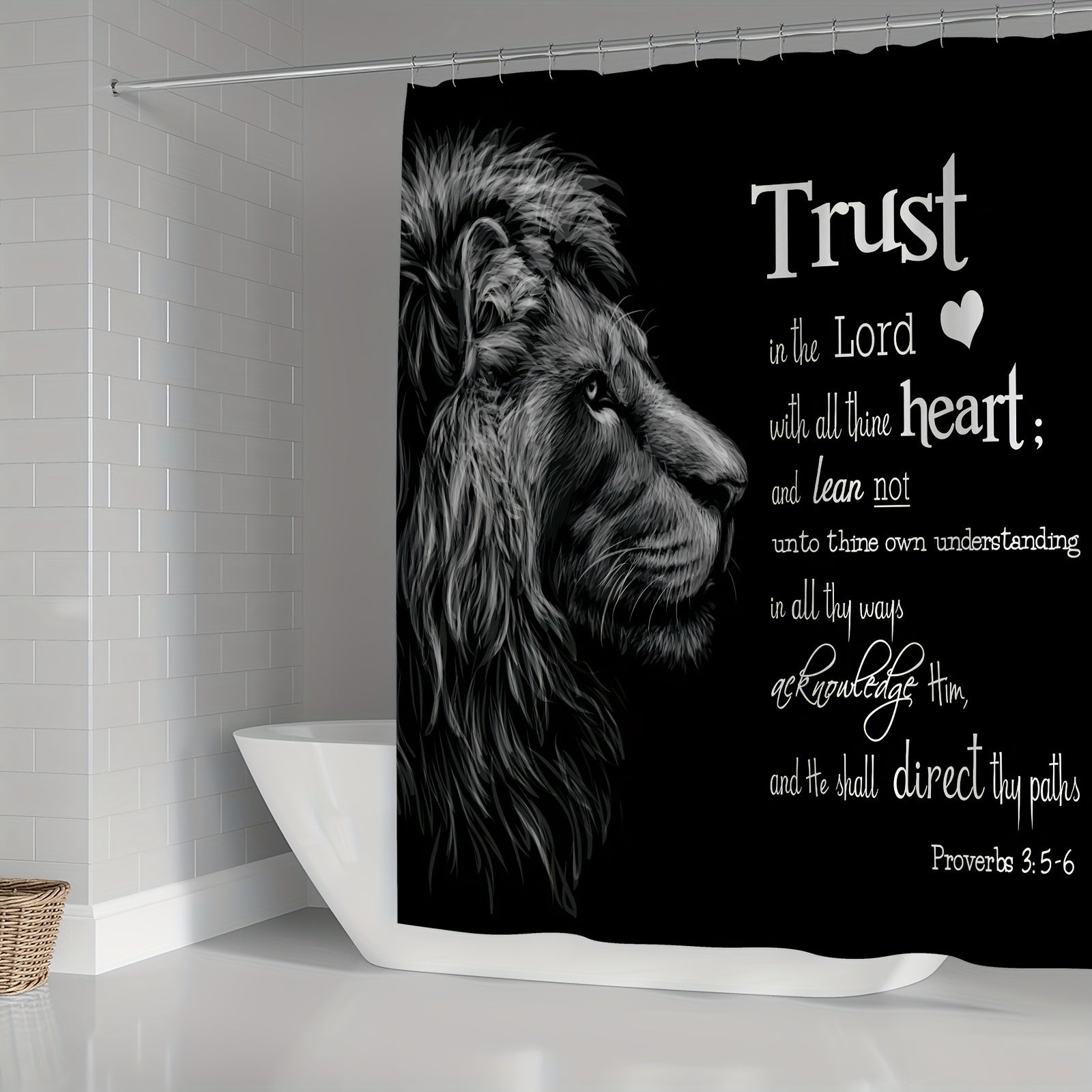 Wildlife Lion Inspirational Quote Shower Curtain Set