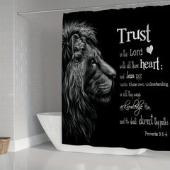 Wildlife Lion Inspirational Quote Shower Curtain Set