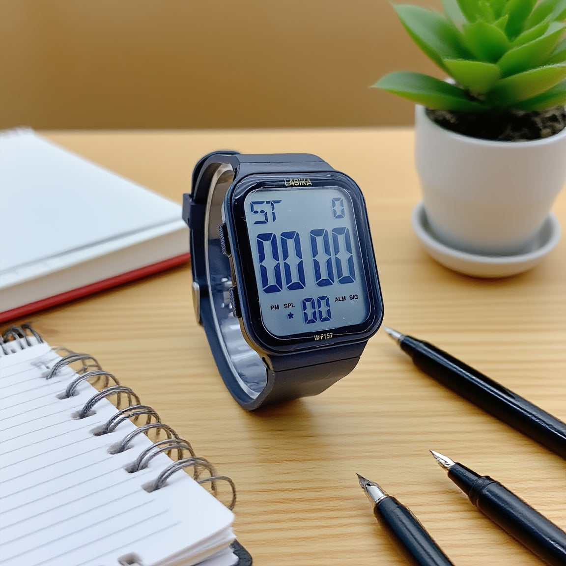 Boys' Waterproof Digital Watch w/ Alarm Square TPU Strap