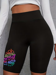 Women's Plus Graphic High Rise Fitness Shorts