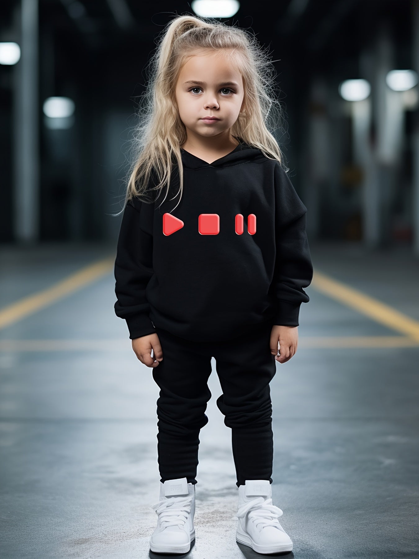 OERYUI Video Button Print Hooded Set for Sports