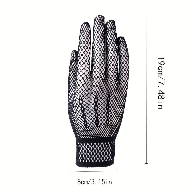 Mesh Hollow Gloves Lace Solid Punk Dress Gloves For Women