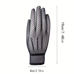 Mesh Hollow Gloves Lace Solid Punk Dress Gloves For Women