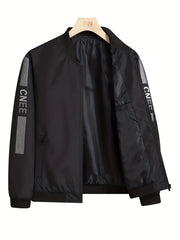 Men's Zip Up Windbreaker Jacket Baseball Collar Coat for Spring Autumn