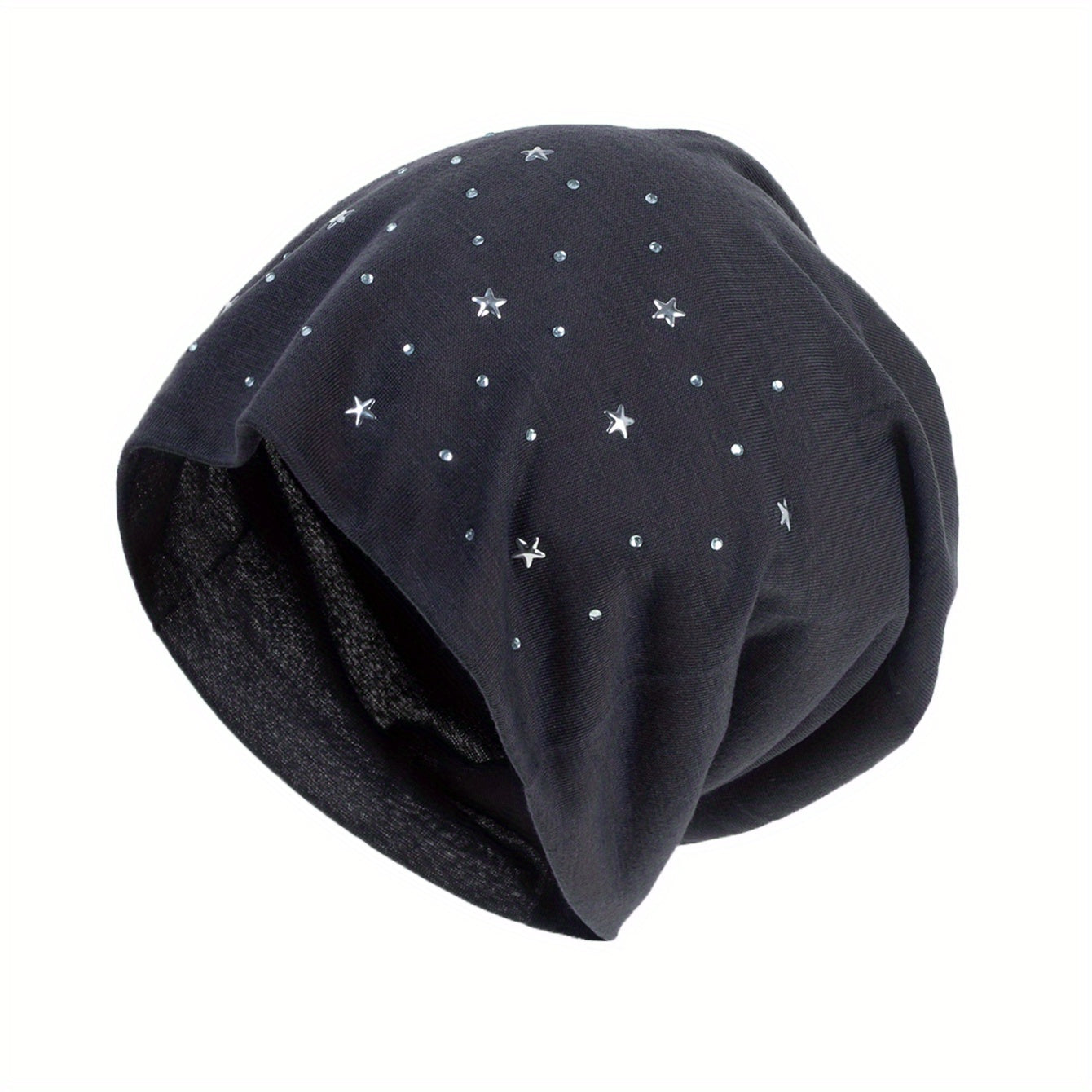 Rhinestone Slouchy Beanie Hip Hop Skull Cap Elastic Bonnet Chemo Hats
