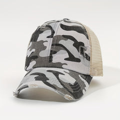 Leopard Print Ponytail Baseball Cap Mesh Trucker Hat