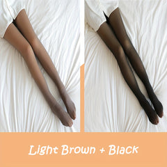2 Pack Plush Lined Tights Opaque High Waist Thermal Leggings Women's Stockings