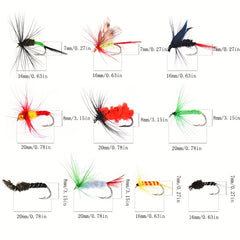 Dry & Wet Floating Fly Fishing Flies Trout & Bass Combo Set with Storage Box