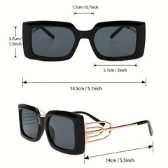 Square Frame Sunglasses Y2K Metal Hollow Temple Glasses UV400