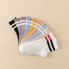 10 Pairs Striped Crew Socks Breathable Women's Stockings