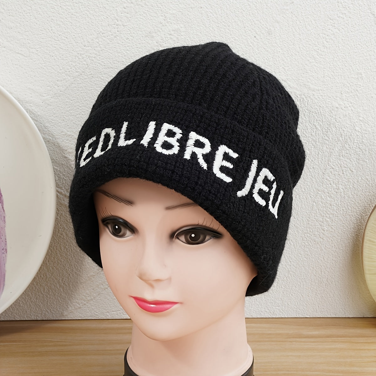 Casual Letter Embroidery Knitted Hat Autumn Winter