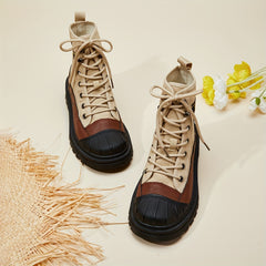 Women's Non-slip Motorcycle Boots Lace Up Outdoor Shoes