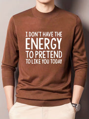 Men's Casual Knitted Sweater - Warm Mid Stretch Crew Neck Pullover