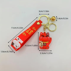 Cartoon Lucky Cat Key Chain Burger Car Key Chain Jewelry Bag Small Pendant