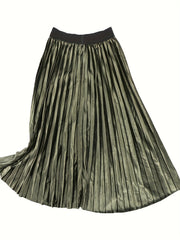  High Rise Velvet Pleated Maxi Skirt