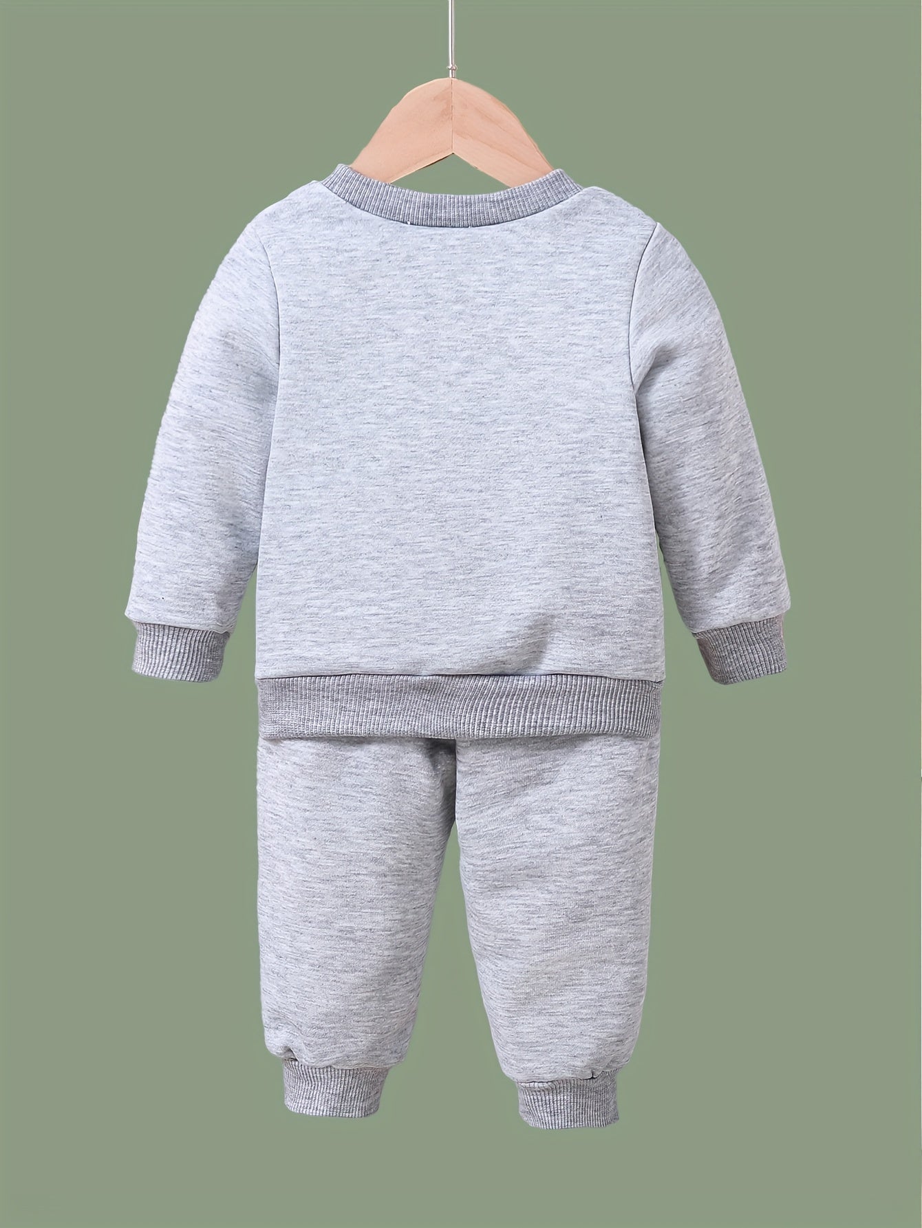 Girls Cartoon Animal Pattern Sweatshirt & Solid Sweatpants Set