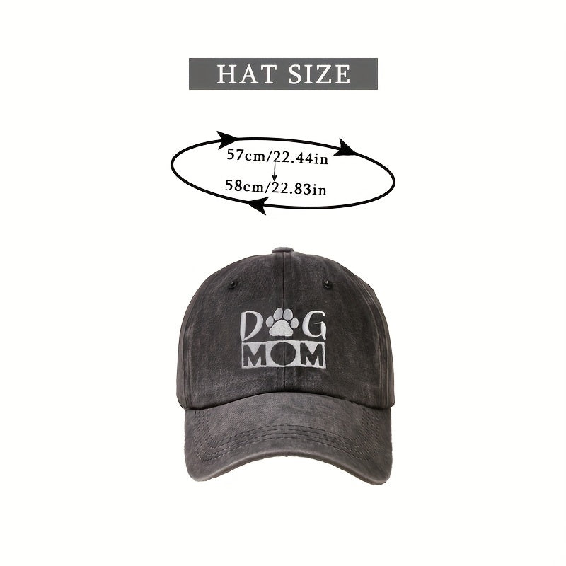 Washed Embroidery DOG MOM Baseball Cap Outdoor Sunscreen Peaked Cap