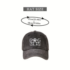 Washed Embroidery DOG MOM Baseball Cap Outdoor Sunscreen Peaked Cap