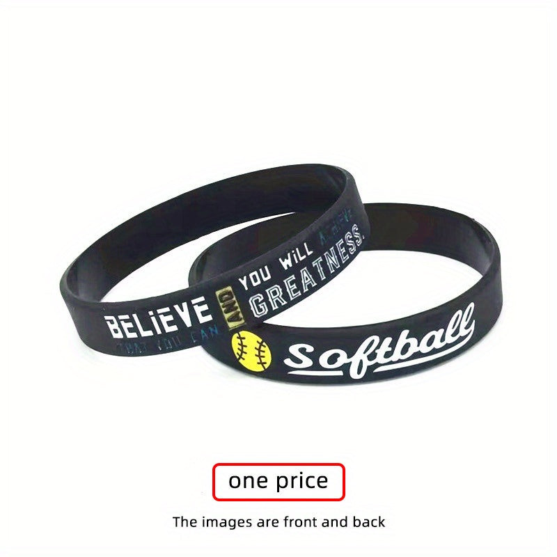 Softball Silicone Bracelet Inspirational Saying Sports Rubber Wristband