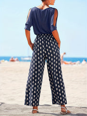 Women's Plus Allover Print Wide Leg Trousers