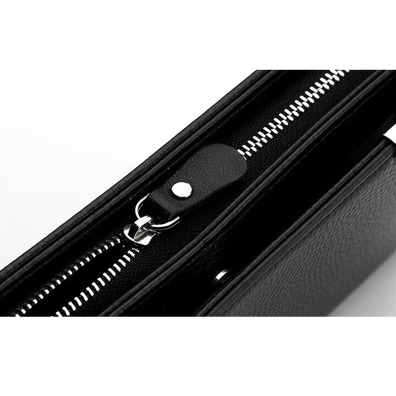 Men's Leather Zipper Long Business Wallet Phone Holder